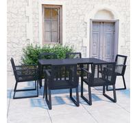 santiago medium pvc rattan 7 piece outdoor dining set in black
