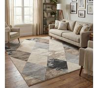 Santiago Modern Abstract Geometric Carved Rugs Living Room Blend Design Area Rug Beige 160 X 230 Cm