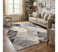 Santiago Modern Abstract Geometric Carved Rugs Living Room Blend Design Area Rug Grey 160 X 230 Cm