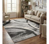 Santiago Modern Abstract Geometric Carved Rugs Living Room Curve Design Area Rug Grey 200 X 290 Cm