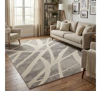 Santiago Modern Abstract Geometric Carved Rugs Living Room Dynamic Design Area Rug Grey 200 X 290 Cm
