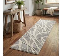 Santiago Modern Abstract Geometric Carved Rugs Living Room Dynamic Design Area Rug Grey 60 X 220 Cm