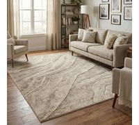 Santiago Modern Abstract Geometric Carved Rugs Living Room Quarry Design Area Rug Beige 120 X 170 Cm