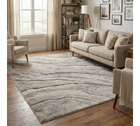 Santiago Modern Abstract Geometric Carved Rugs Living Room Quarry Design Area Rug Grey 200 X 290 Cm