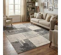 Santiago Modern Abstract Geometric Carved Rugs Living Room Tile Design Area Rug Grey 160 X 230 Cm