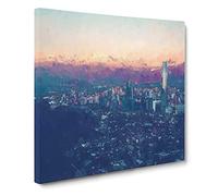 Santiago Skyline in Chile Canvas Print | Gallery Wrapped 30mm Frame Wall Art | 14x14 inches | Ready to Hang | Abstract Cityscape Picture | Living Room Bedroom Lounge Office