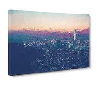 Santiago Skyline In Chile Canvas Print | Gallery Wrapped 30mm Frame Wall Art | 24x16 inches | Ready to Hang | Abstract Cityscape Picture | Living Room Bedroom Lounge Office