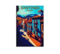 Santiago Spain Vintage Travel Poster Print Photo Art Canvas Home Decorative Bedroom Modern Decors 24x36inch(60x90cm)