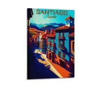 Santiago Spain Vintage Travel Poster Wall Art Bedroom Prints Home Decor Hanging Picture Canvas 16x24inch(40x60cm)