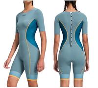 Santic Triathlon Suit for Women Short Sleeve Padded Trisuit Quick-Dry for Swim Bike Run