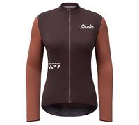 Santic Women's Cycling Jersey Winter Thermal Pro Long Sleeve Fleece UPF 50+ Jersey Cycling Jacket, Brown, S