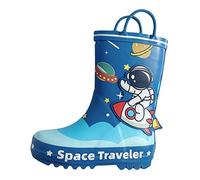 Santimon Girls Wellies Boys Handle Rain Boots Light Up Children Space Traveler Rainbow Unicorn Wellingtons Space Astronaut 13 UK Child