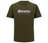 Santini - Coloured Branded T-Shirt - T-shirt size XL, olive