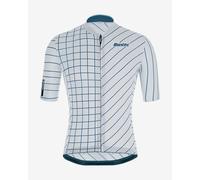 Santini Eco Sleek Dinamo Short Sleeve Jersey White Blue - Sleek Cut - XS