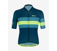 Santini Ecosleek Bengal Short Sleeve Jersey Blue Fluorescent Green - Sleek Cut - S