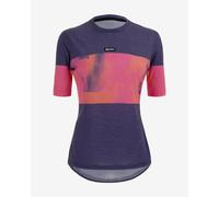 Santini Forza Indoor Training Polartec Short Sleeve Jersey Violet Orange Women - Classic Cut - M
