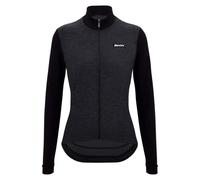 Santini - Women's Pure Block Colour Thermal Cycling Jersey - Cycling jersey size S, black