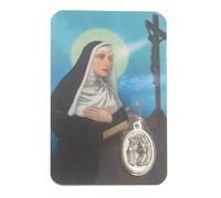 Santini Religious Santa Rita - A Great Protection Always With You - Card Card with Colour Image, Prayer and Silver Plated Medal - Pocket Holy Card, Laminated, Made in Italy, multi-coloured, Taglia