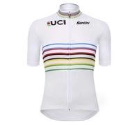 Santini Uci Official World Champion Master Short Sleeve Jersey White 3XL Women