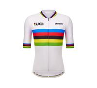 Santini UCI World Champion Official Short Sleeve Jersey Men, White/Rainbow