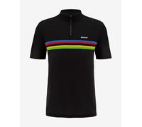 Santini x UCI World Champion Polo shirt short sleeve black rainbow - L