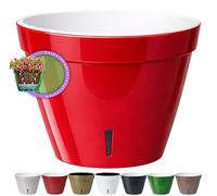 Santino ASTI 7.9 Inch Self Watering Planter for Indoor Plants - Modern Flower Pot w/Water level Indicator for All House Herbs, Plants, Violets and Dahlias - (Ø 7.9 Inch, 4 L, RED-PEARL/WHITE)