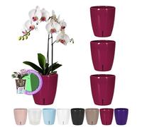 Santino Orchid Pots Diameter 12 cm with Wick System and Water Indicator for Indoor Use, Purple, 1.3 L, Set of 4