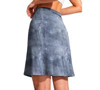 SANTINY 19" Golf Skorts Skirts for Women Zipper Pockets Knee Length Skort Women's High Waist Athletic Tennis Skirt, Grey Tie-dye, XXL