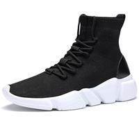 Santiro High Top Slip On Sneakers for Men Walking Tennis Shoes Lightweight Work Casual Gym Athletic Shoes, Black, 15