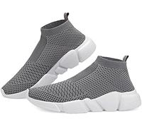 Santiro Men's Running Shoes Breathable Knit Slip On Sneakers, Grey, 7 UK