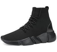 Santiro Men's Running Shoes Breathable Knit Slip On Sneakers Lightweight Athletic Gym Shoes Casual Sports Shoes Black Size: 8