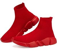 Santiro Walking Shoes for Men Lightweight High Top Sneakers Breathable Knit Athletic Running Shoes Fashion Gym Sports Shoes, All Red, 12