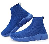 Santiro Walking Shoes for Men Lightweight High Top Sneakers Breathable Knit Athletic Running Shoes Fashion Gym Sports Shoes, Blue, 14