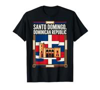 Santo Domingo Dominican Republic Flag Alcazar Fortress Retro T-Shirt