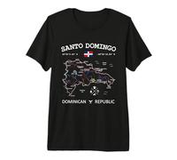 Santo Domingo Dominican Republic Map Flag Travel Coordinates Premium T-Shirt