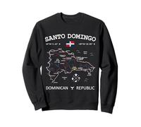 Santo Domingo Dominican Republic Map Flag Travel Coordinates Sweatshirt