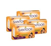 Santoor Soap Sandal And Turmeric Skin Moisturizing Bathing Soap For Soft And Glowing Skin Sandal Fragrance 100G Pack Of 4