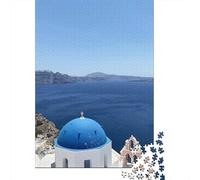 Santorini 07 Travel Puzzle 1000 Pieces, Romantic City Break Scene, Decorative Artwork, Thick Cardboard Pieces, Birthday Gift for Home Décor Fans, 70x50cm/1000pcs