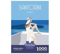 Santorini 1 Jigsaw Puzzle 1000 Pieces, Romantic City Break Scene, Matte Printed Jigsaw for Travel Lovers, Screen-Free Fun, 52x38cm/1000pcs