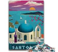 Santorini 1000 Pieces Jigsaw Puzzle For Adults Teens, Help The Brain Exercise Addictive Toys to Cultivate Patience Perfect Decoration 1000pcs (26x38cm)