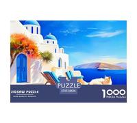 Santorini 1000 Pieces Jigsaw Puzzle Relax Adults Teens Fun Activity Landscape Decorative Collectible 38x26cm/1000pcs