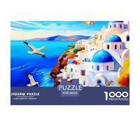 Santorini 1000 Pieces Jigsaw Puzzle Relax Adults Teens Fun Activity Landscape Decorative Collectible 38x26cm/1000pcs