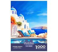 Santorini 1000 Pieces Jigsaw Puzzle Relax Adults Teens Fun Activity Landscape Decorative Collectible 38x26cm/1000pcs