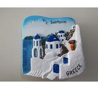 Santorini 3D Fridge Magnet - Santorini’s Iconic Blue & White Houses Overlooking the Aegean Sea