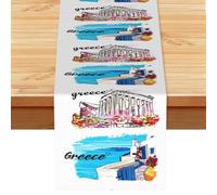 Santorini and Athens Printed Farmhouse Table Decor, Spring Picnic Runner, Autumn Leaf Party Ornament