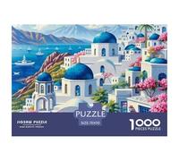 Santorini Blue Domes 1000 Piece Jigsaw Puzzle Game for Adults Summer Sea View Relaxing Home Decor Gift 70x50cm/1000pcs