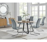 Furnitureboxuk Santorini Brown Round Dining Table And 4/6 Murano Chairs In Grey Grey One Size