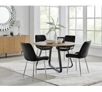 Furnitureboxuk Santorini Brown Round Dining Table And 4/6 Pesaro Silver Leg Chairs In Black Black One Size