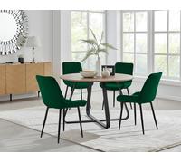 Furnitureboxuk Santorini Brown Round Dining Table And 4 Pesaro Black Leg Chairs In Green Green One Size