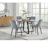 Furnitureboxuk Santorini Brown Round Dining Table And 4 Pesaro Black Leg Chairs In Grey Grey One Size